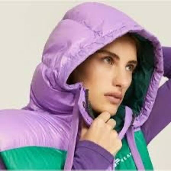 OOF Colorblock Oversized Puffer Vest in Green Purple Size 44 US Size 8 - Picture 2 of 7